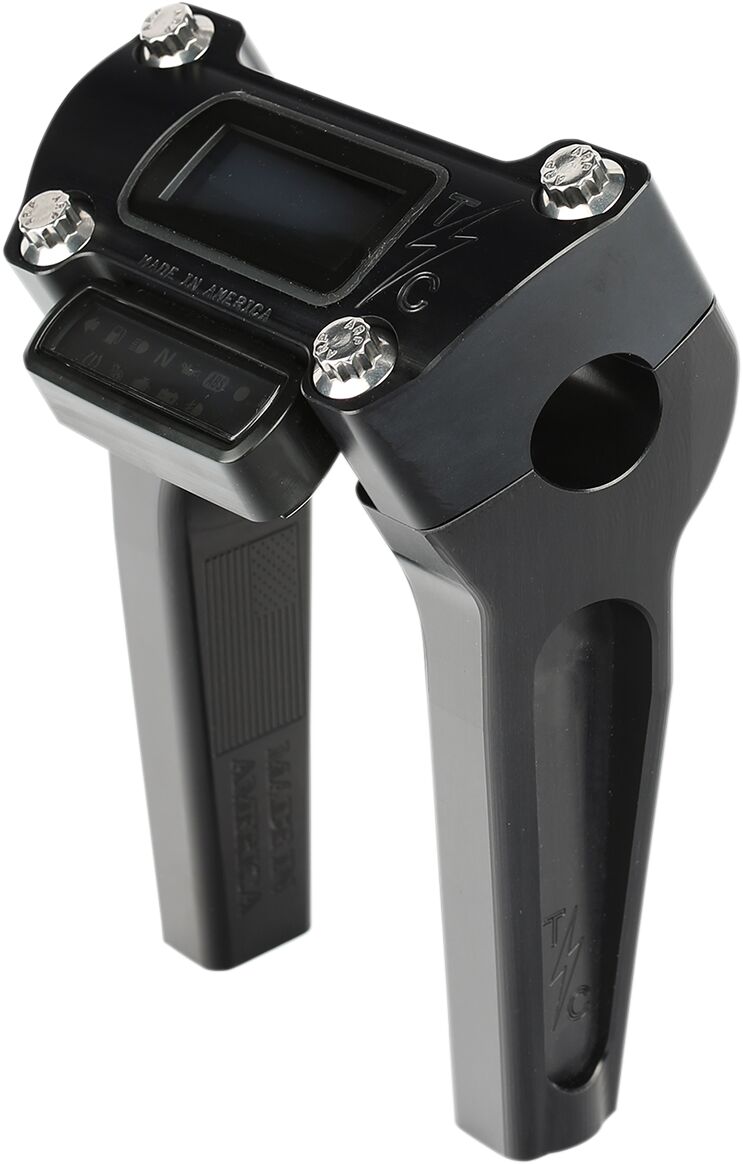 Thrashin OG Risers Risers Thrashin Supply Co. 6" Black Top Clamp For M8 Softail OEM Digital Gauge
