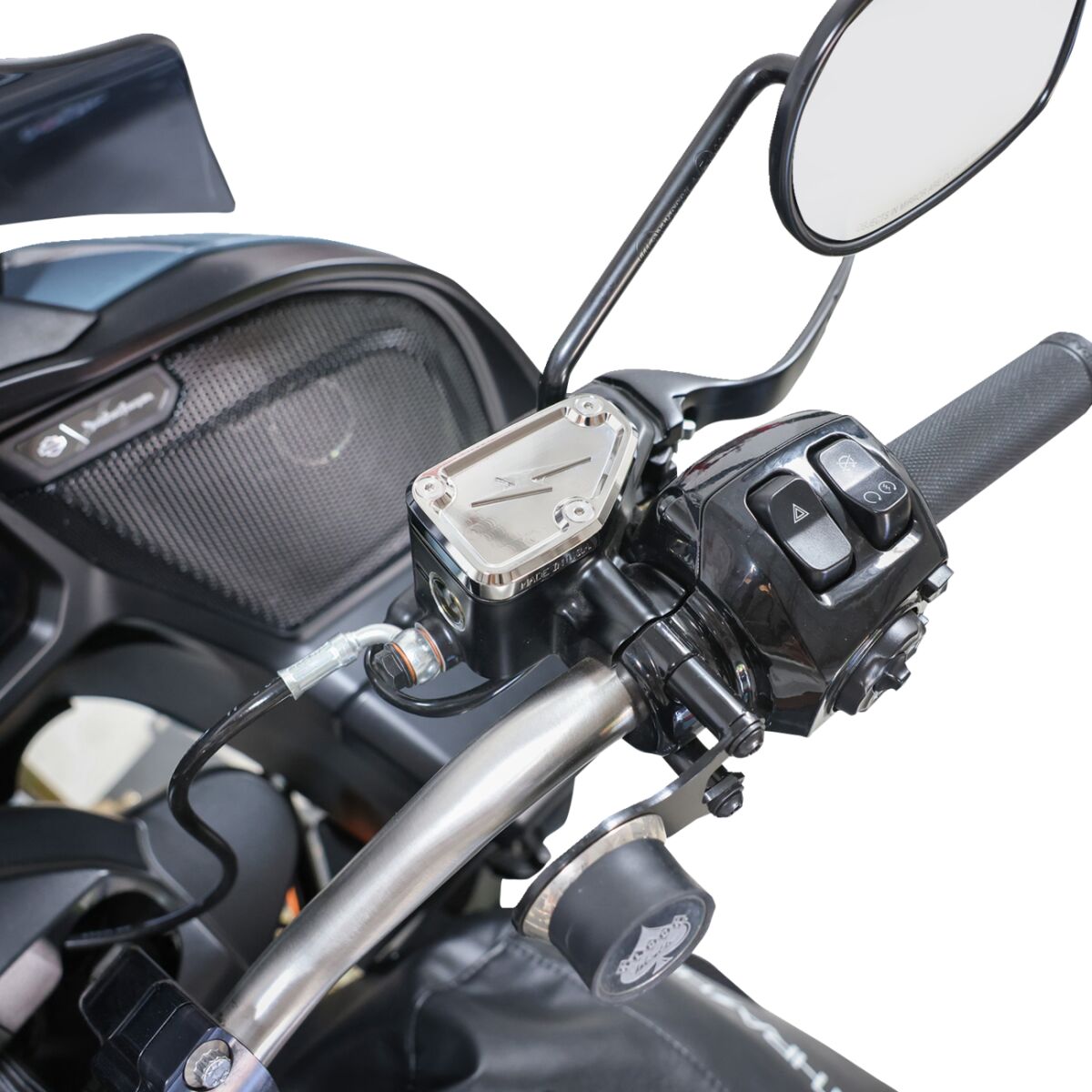 Front Brake Reservoir Cap, Chrome - 24+ Touring Master Cylinders Cover Thrashin Supply Co.