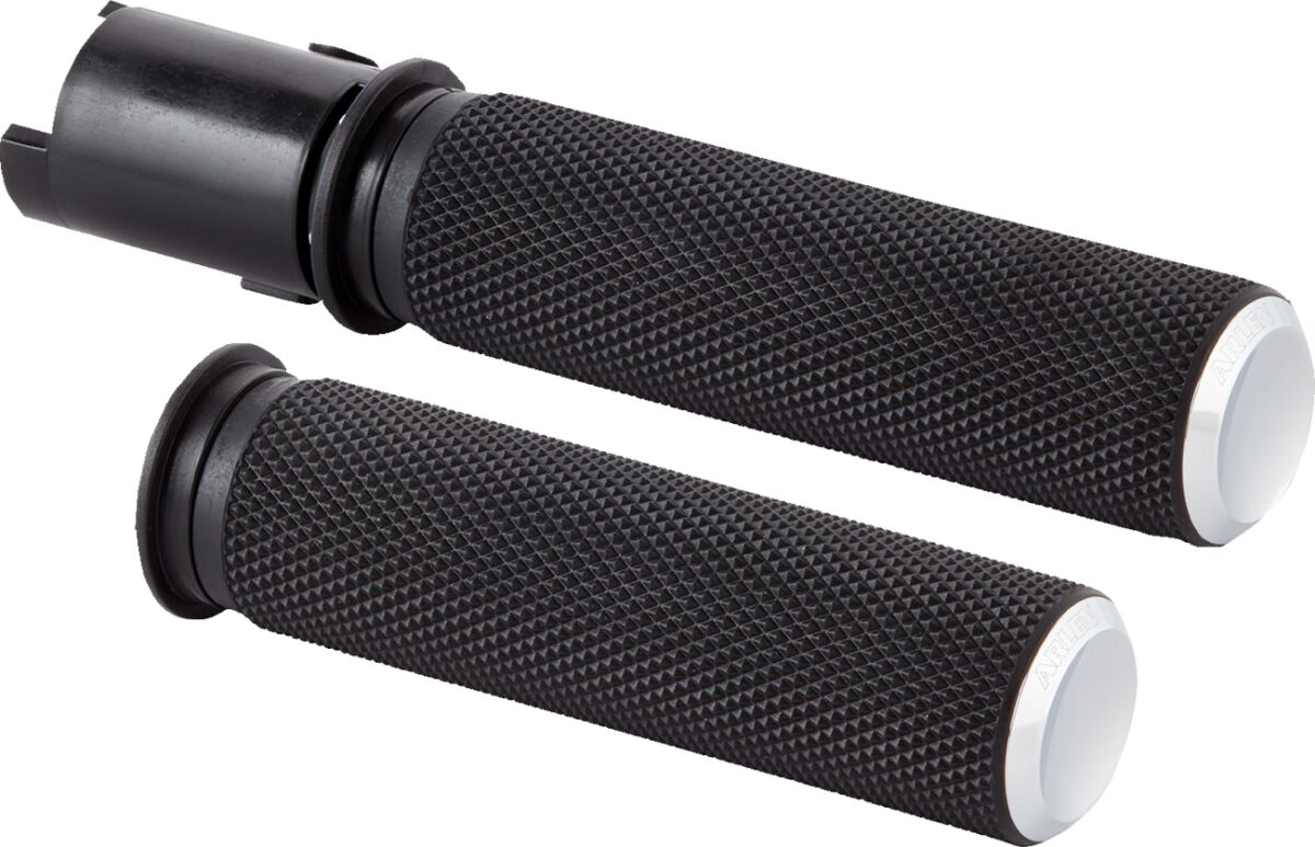 Knurled Grips, Chrome - 24+ Touring Grips Arlen Ness Default Title