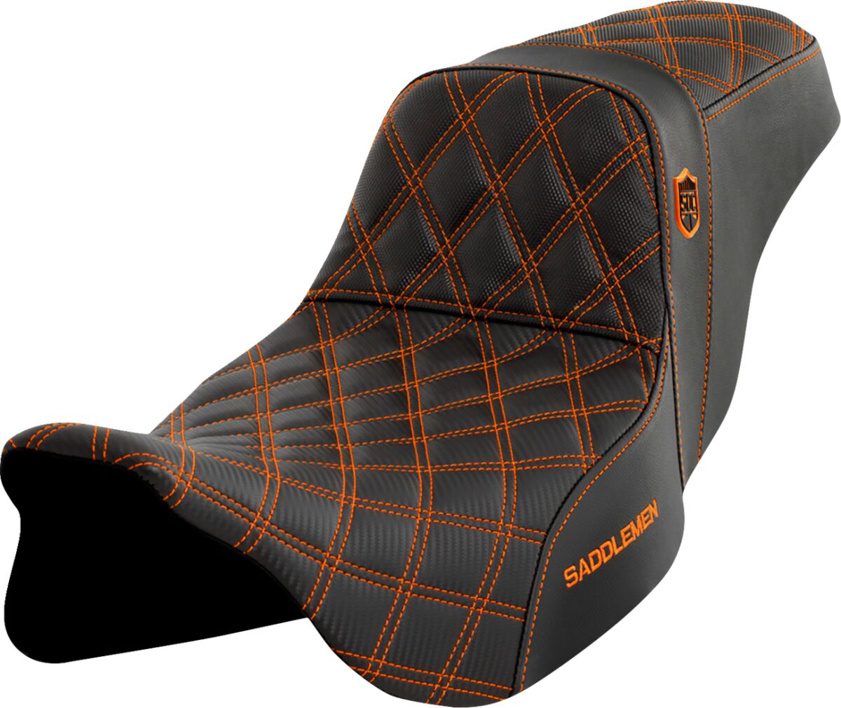 SDC Pro Series Performance Gripper Seat, Orange Stitch - 08-23 Touring Seat Saddlemen Default Title