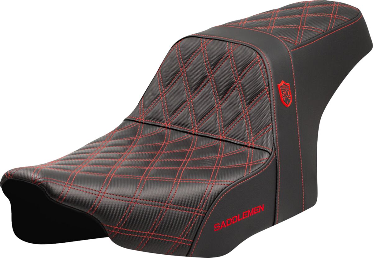 Saddlemen SDC Pro Series Performance Gripper Seat, Red Stitch - 24+ Touring Seat Saddlemen