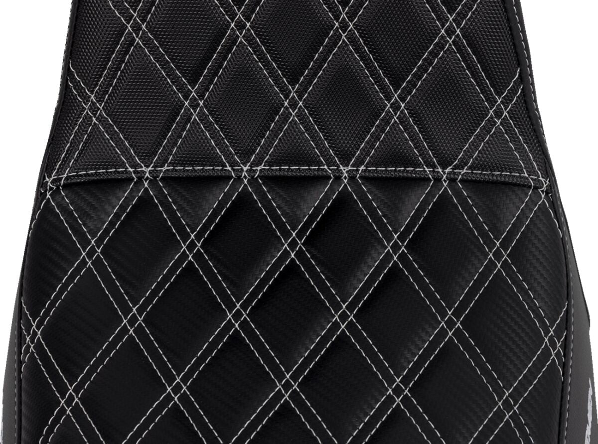 SDC Pro Series Performance Gripper Seat, White Stitch - 06-17 Dyna Seat Saddlemen