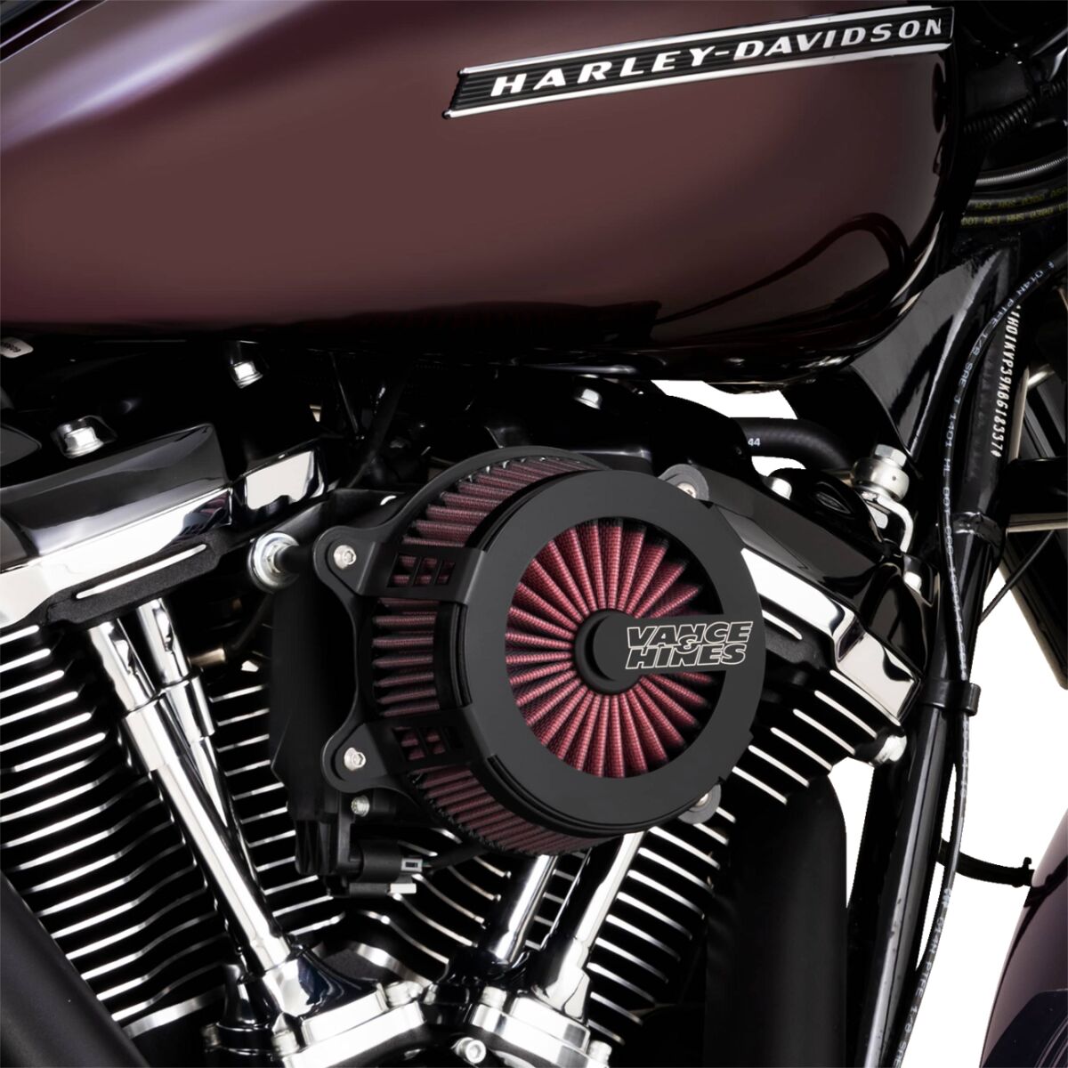 V02 Cage Fighter Air Cleaner, Black - 17-23 Touring & 17-2023 Trike & 18-23 Softail Air Cleaner Vance & Hines