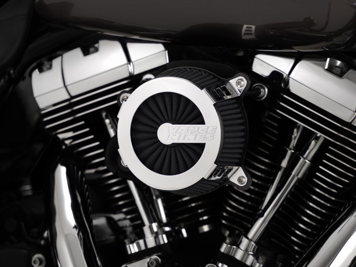 Vo2 Cage Fighter Air Cleaner, Chrome - 02-07 Touring & 00-15 Softail & 99-17 Dyna Air Cleaner Vance & Hines