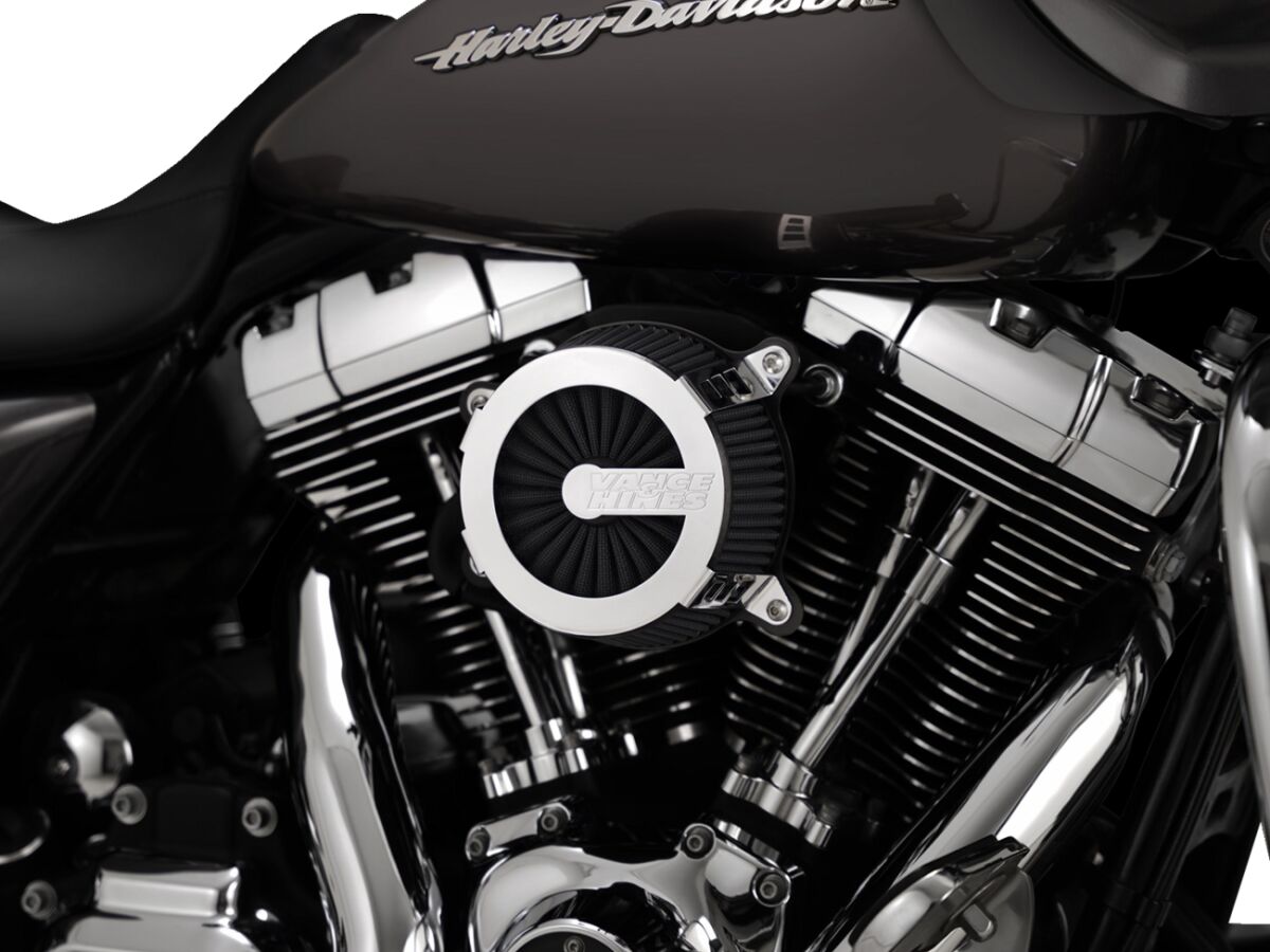Vo2 Cage Fighter Air Cleaner, Chrome - 02-07 Touring & 00-15 Softail & 99-17 Dyna Air Cleaner Vance & Hines