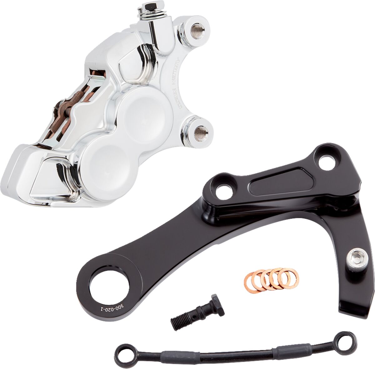 Rear 4-Piston Brake Caliper Kit, Chrome - 18+ Softail Brake Calipers Arlen Ness