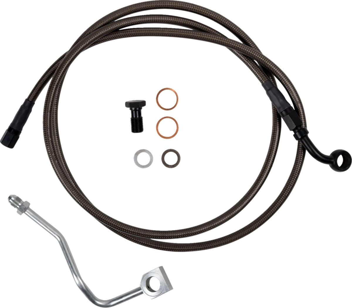 +8 Brake Line Upper, Carbon Coat W/Black Fittings - 23-24 Road Glide CVO Brake Line Barnett
