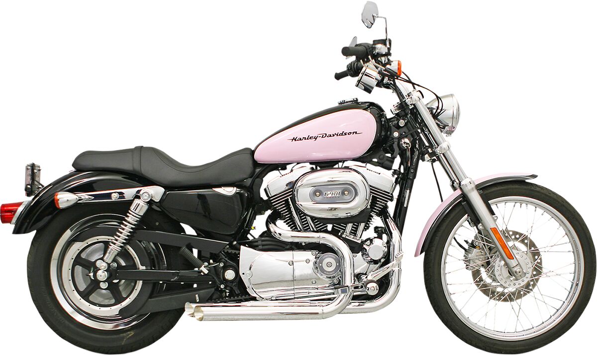 Pro Street Forward Control Exhaust System, Chrome - 04-06 Sportster Full Exhaust System Bassani Xhaust