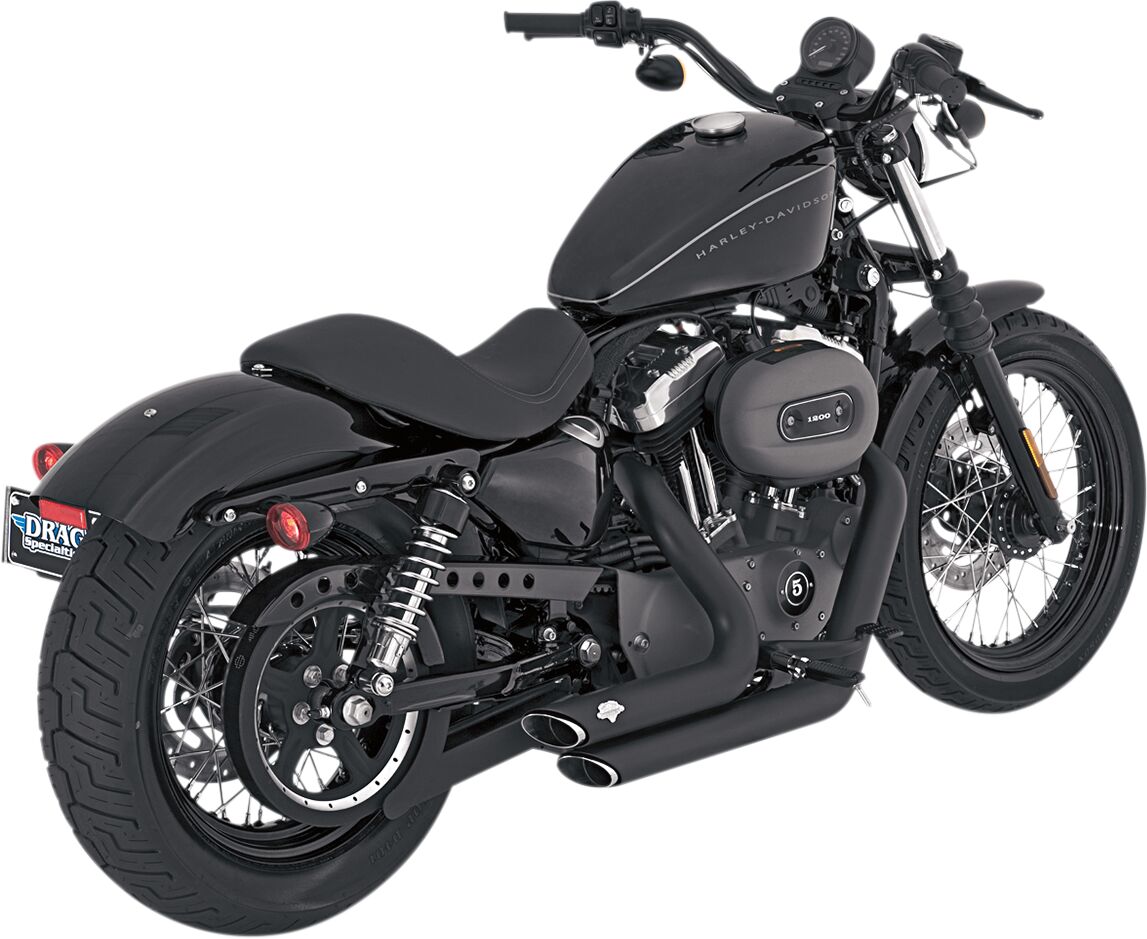 Shortshots Staggered Exhaust, Black - 04-13 Sportster Full Exhaust System Vance & Hines Default Title