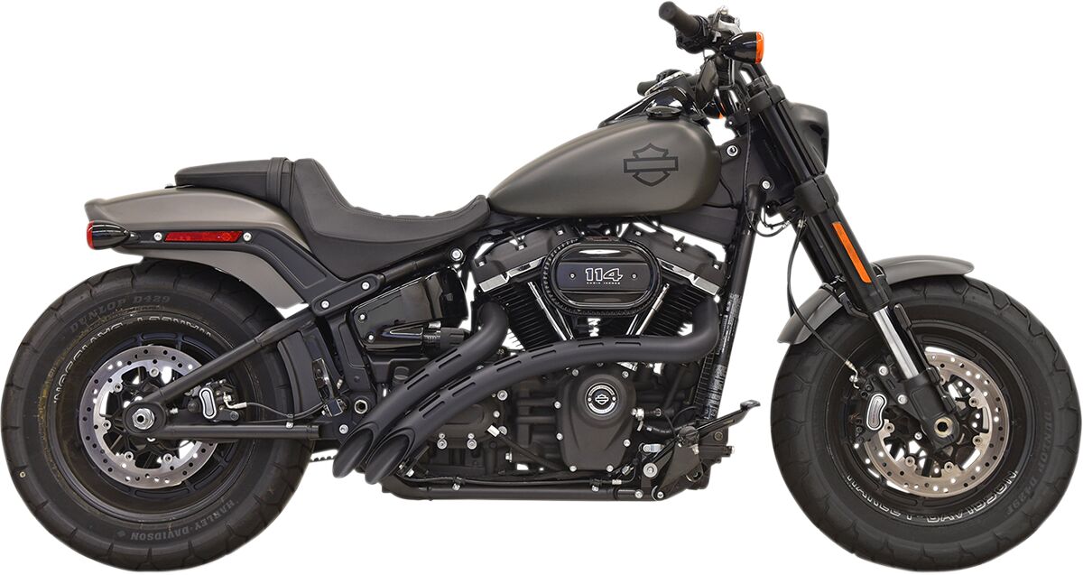 Sweeper Radius w/ Slots Exhaust System, Black - 18-24 Softail Full Exhaust System Bassani Xhaust Default Title
