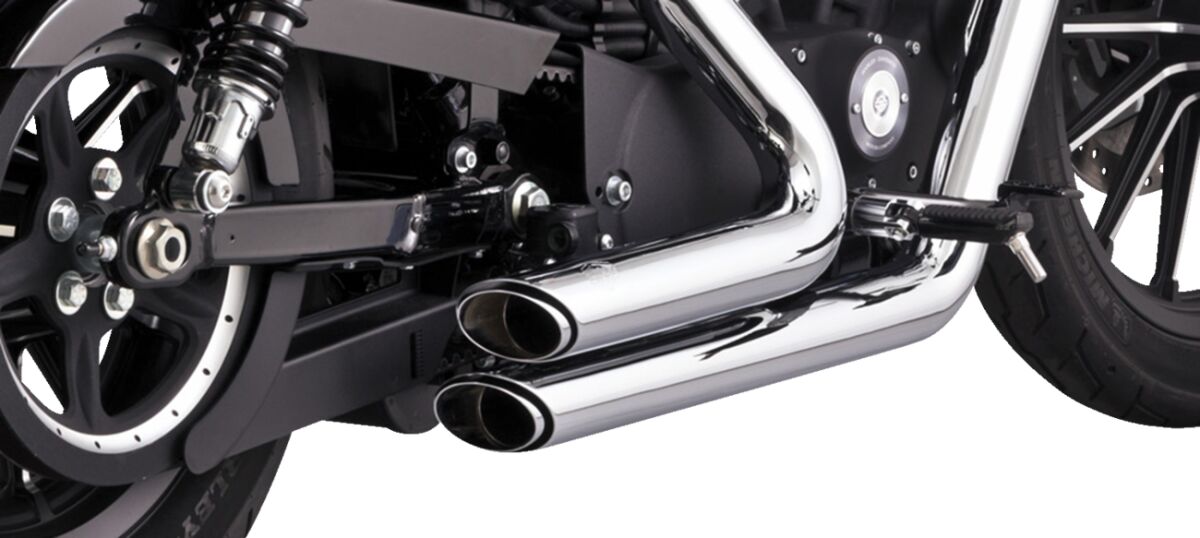 Shortshots Staggered Exhaust, Chrome - 14-22 Sportster Full Exhaust System Vance & Hines