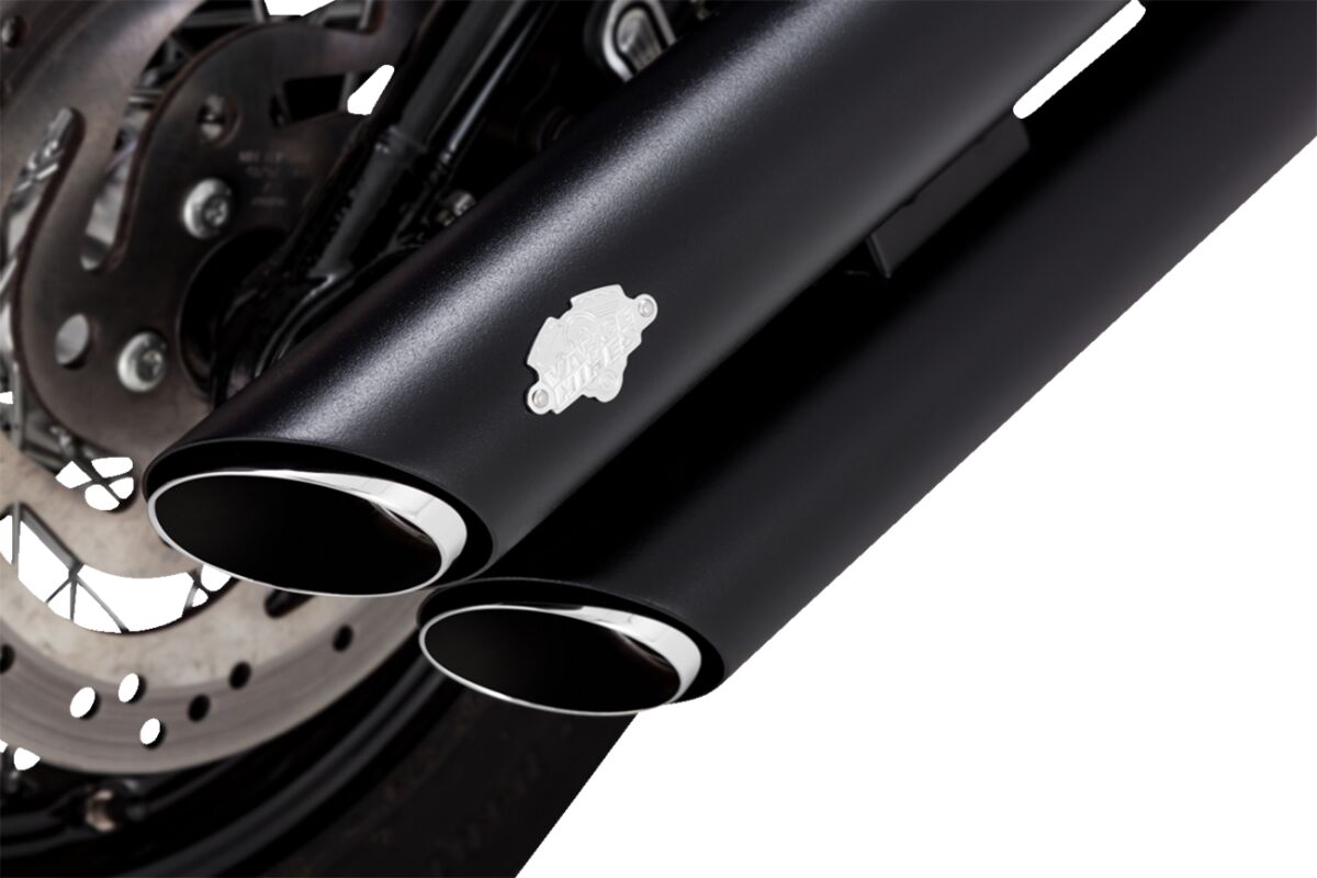 Slip-On Twin Slash 3", Black - 18-23 Softail Slip-On Exhaust Vance & Hines