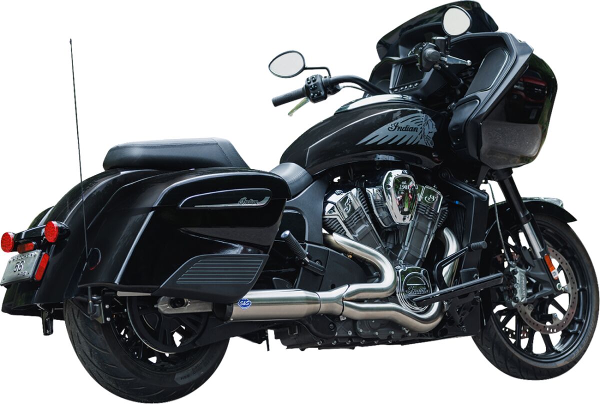 Qualifier 2-1 Exhaust System, Brushed Stainless - 20-23 Indian Challenger Full Exhaust System S&S Cycle