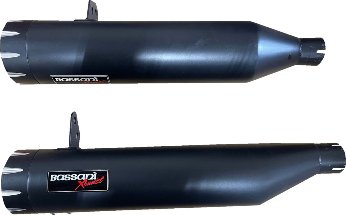4" Slip Ons Mufflers, Black - Chief Full Exhaust System Bassani Xhaust