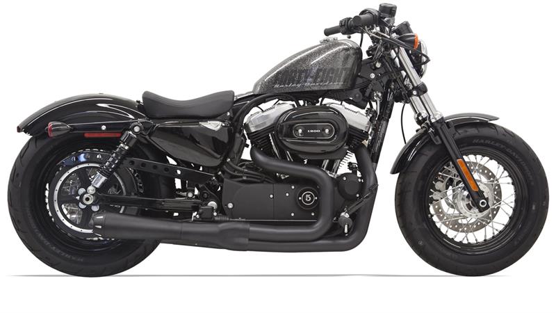 Road Rage II Mega Power 2:1 Exhaust System - 04+ Sportster Full Exhaust System Bassani Xhaust Black 14-22 XL (with mid or forward controls)