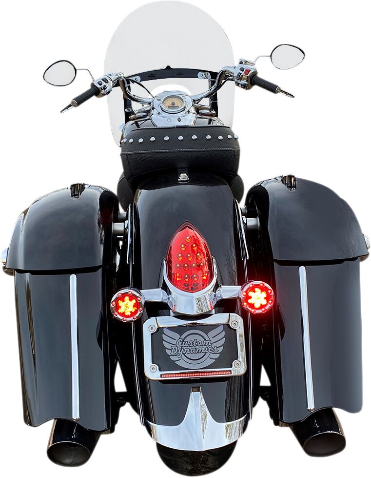 ProBeam® Bullet Ringz Rear LED Turn Signals, Chrome Red - 15+ Indian Turn Signals Custom Dynamics