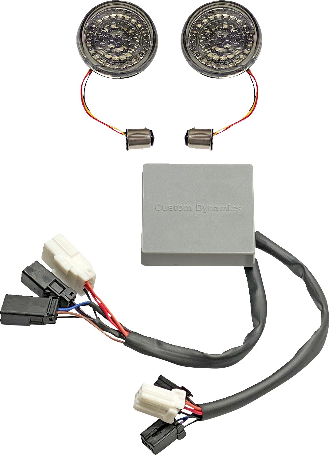 Smart LED 1157 Bullet Turn Signals With controller, Amber Red - 14-22 Sportster Turn Signals Custom Dynamics