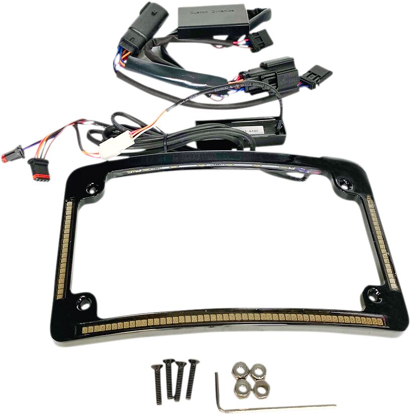 Radius License Plate Frame with Auxiliary LEDS, Black - 14+ Touring License Plate Custom Dynamics