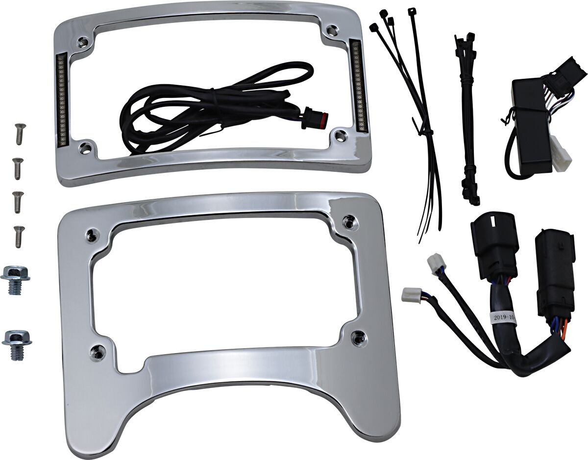 Turn Signal Eliminator Kit With Auxiliary LED Plate Frame, Chrome - 14+ Touring License Plate Custom Dynamics Default Title