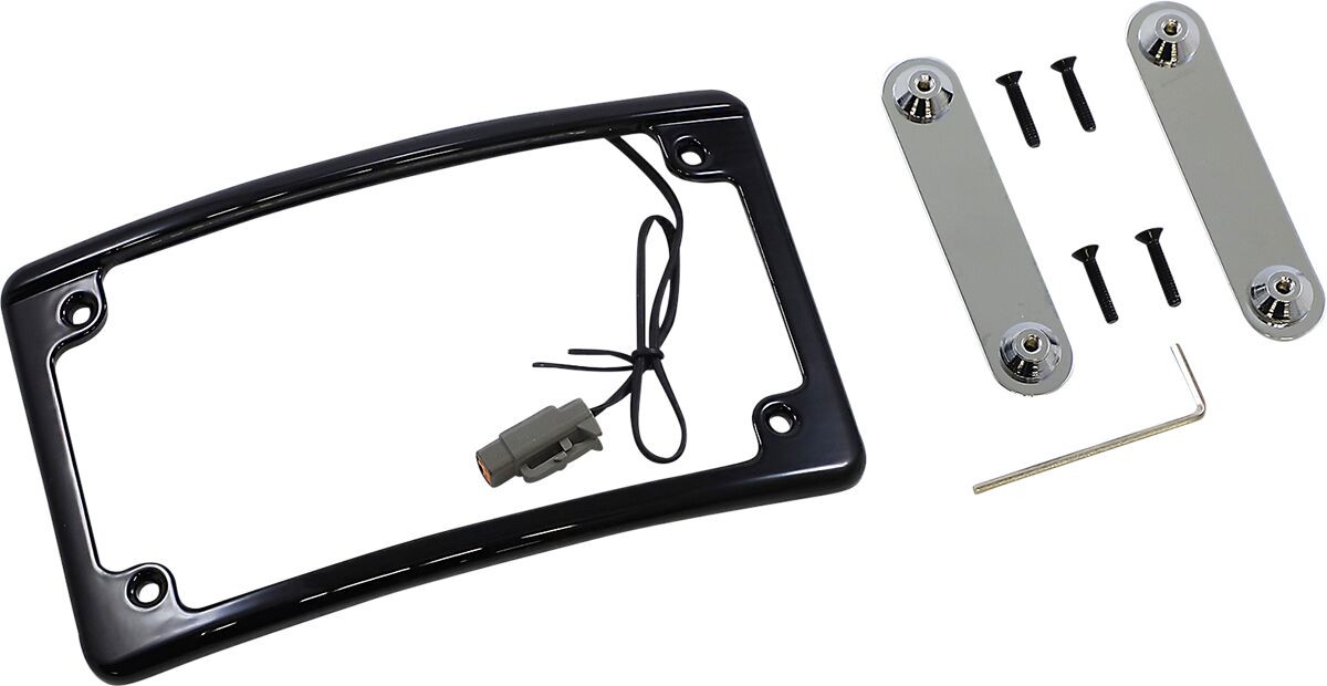 Low Profile LED License Plate Frame, Black - 14-22 Touring CVO License Plate Custom Dynamics