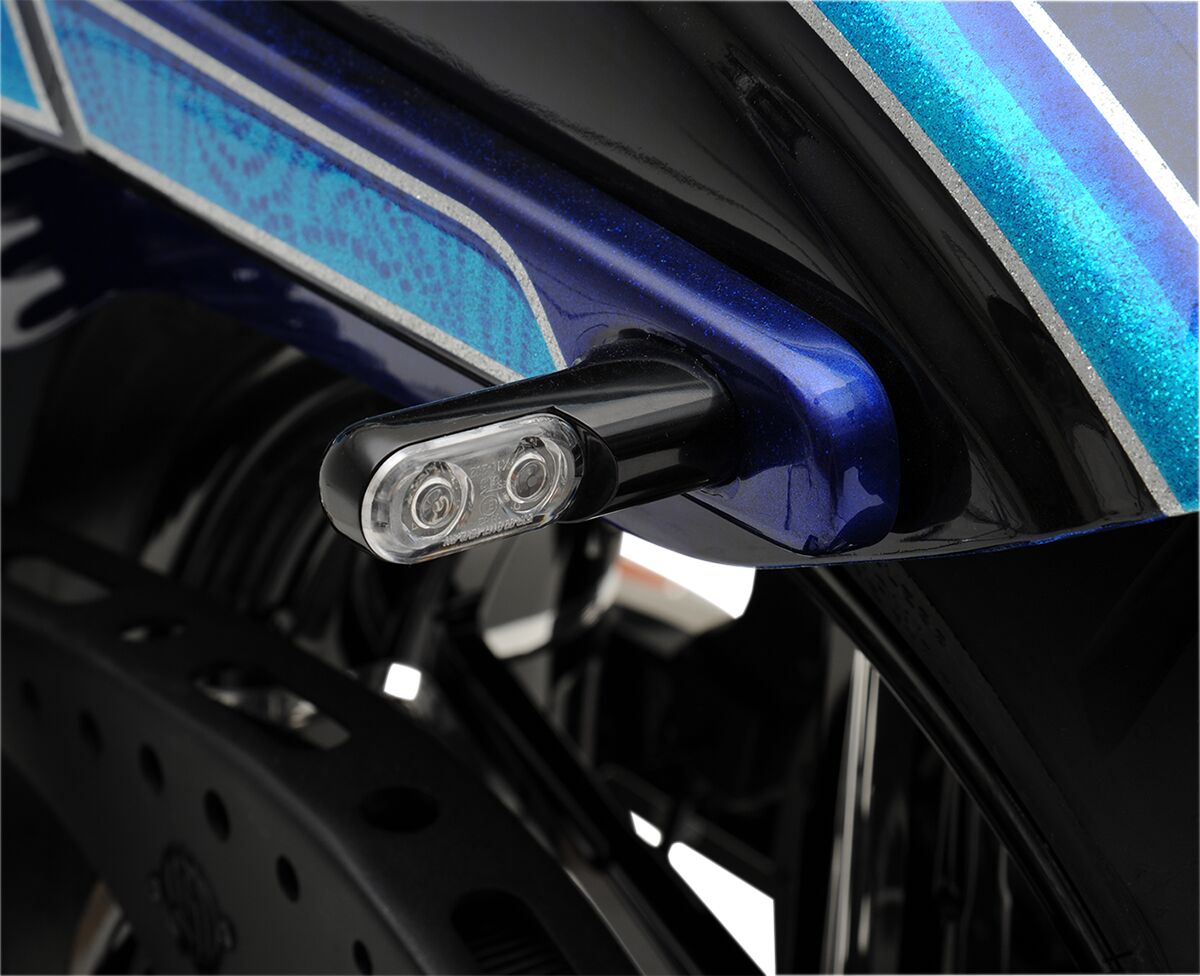 Turn Signal Direct Bolt On, Black With Red Light Turn Signals Arlen Ness