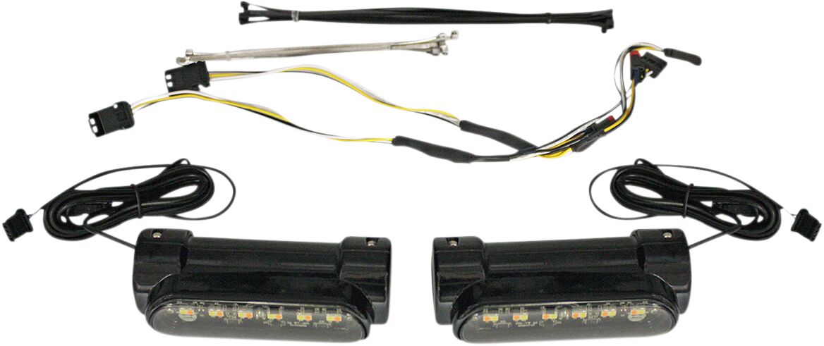 Engine Guard LED Lights, Black - 14-23 Touring Auxiliary Light Custom Dynamics