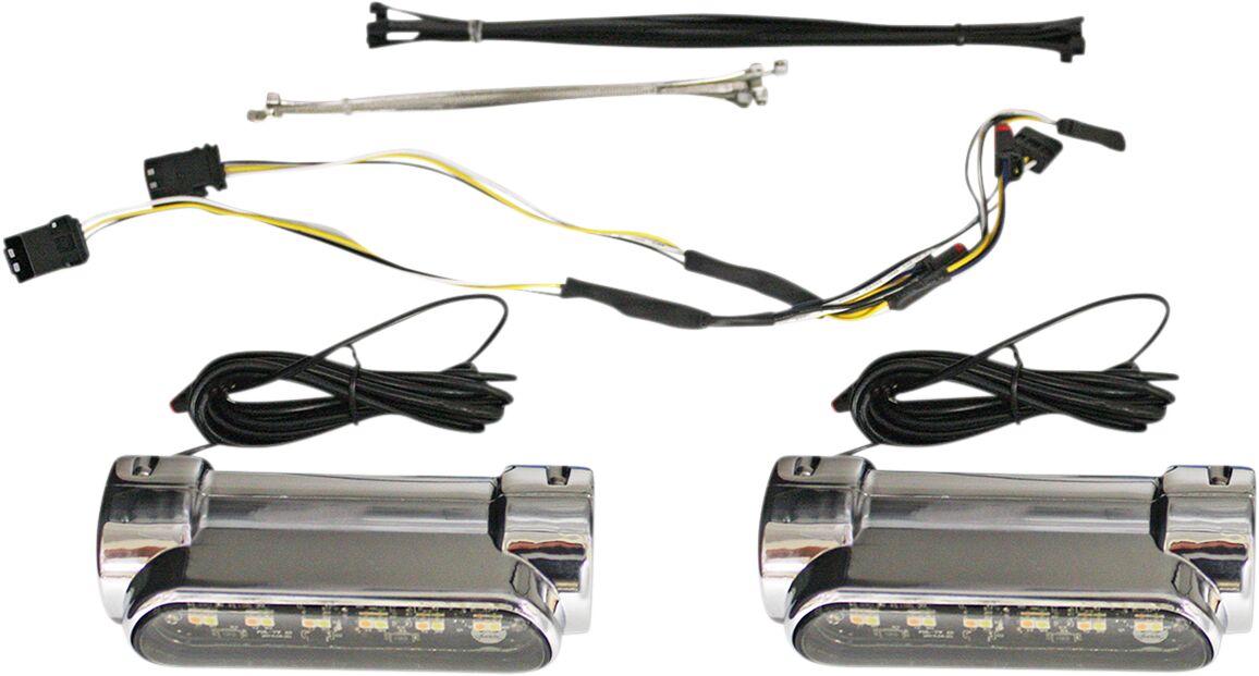 Engine Guard LED Lights, Chrome - 14-23 Touring Auxiliary Light Custom Dynamics