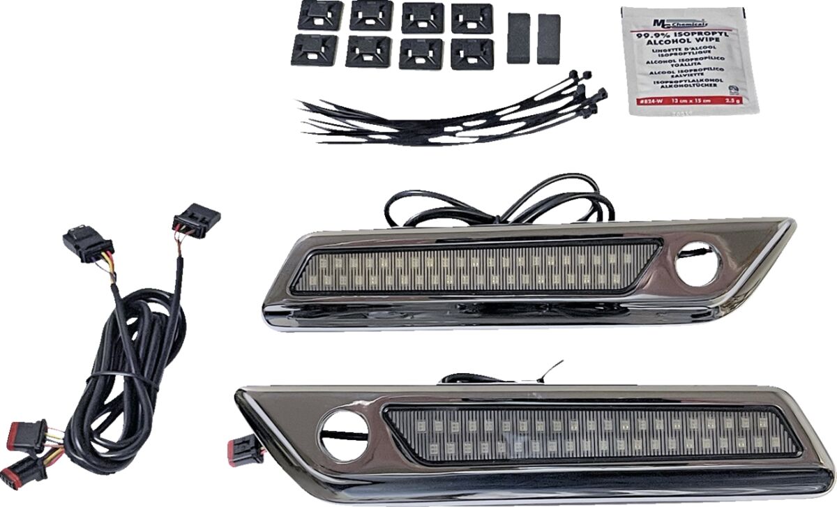 Saddlebag Latch Dual Color Accent Lights, Smoked Chrome - 14+ Touring Turn Signals Custom Dynamics