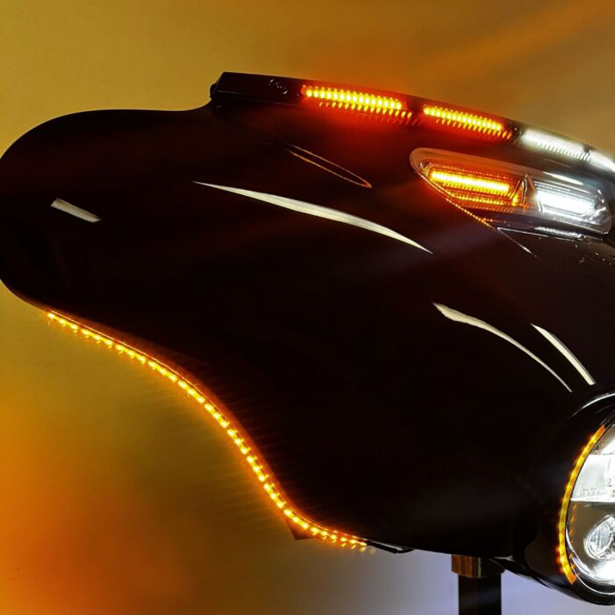 Dual Color LED Fairing Strips, Amber & White - 14+ Touring & Trike Auxiliary Light Custom Dynamics