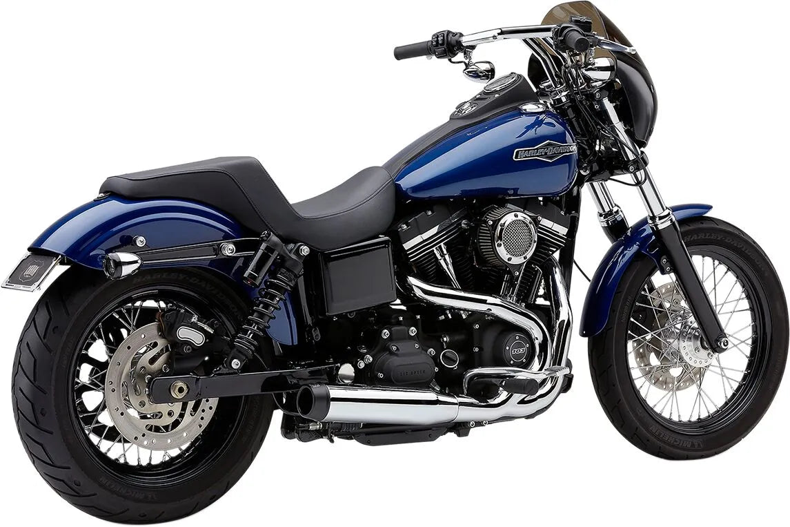 El Diablo 2:1 Exhaust System - 06+ Dyna Full Exhaust System Cobra Chrome 3.5" Round 06-11 FXD