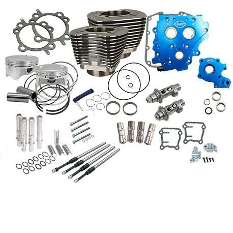 Power Package 88CI To 100CI - 99-06 Twin Cam Big Bore Kits S&S Cycle Wrinkle Black Chain Drive