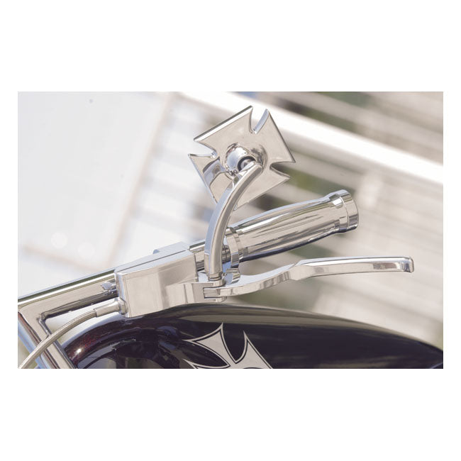 Maltese Cross Left Mirror, Polished Mirrors Kustom Tech Default Title