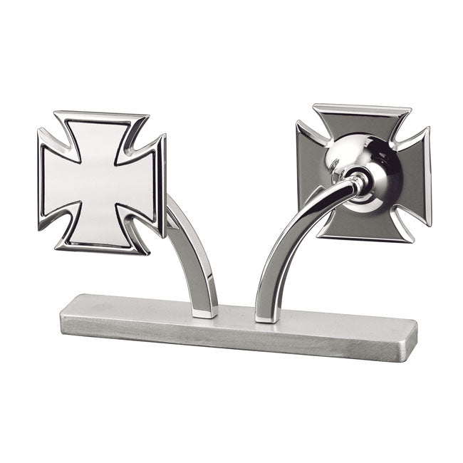 Maltese Cross Left Mirror, Polished Mirrors Kustom Tech
