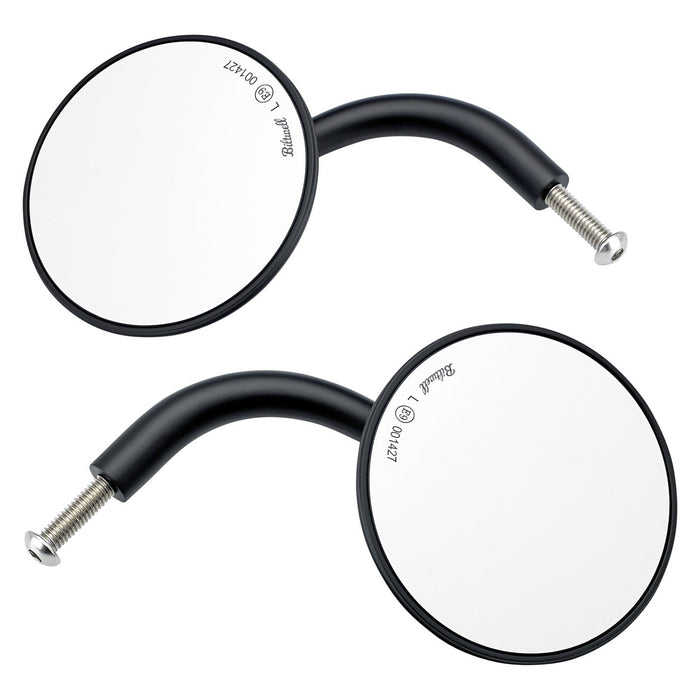 Utility Mirror Round Short Arm CE Perch Mount Mirrors Biltwell Inc. Black Pair