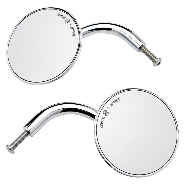 Utility Mirror Round Short Arm CE Perch Mount Mirrors Biltwell Inc. Chrome Pair