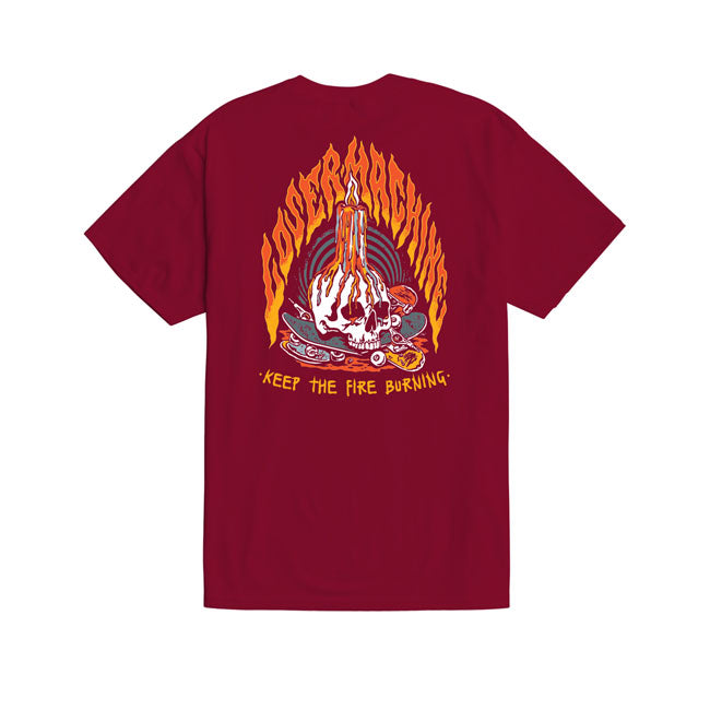 Loser Machine On Fire T Shirt Burgundy T-Shirt Loser Machine Company