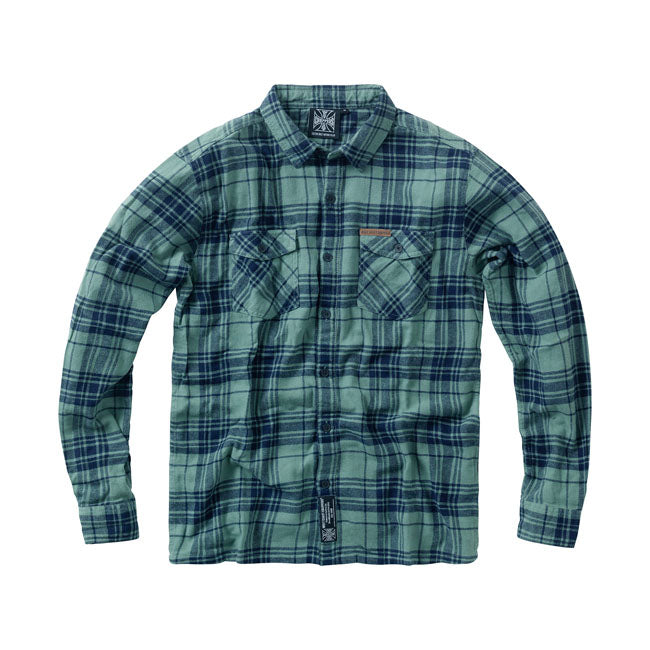Rigid Flannel Shirt - Green & Navy Shirt West Coast Choppers