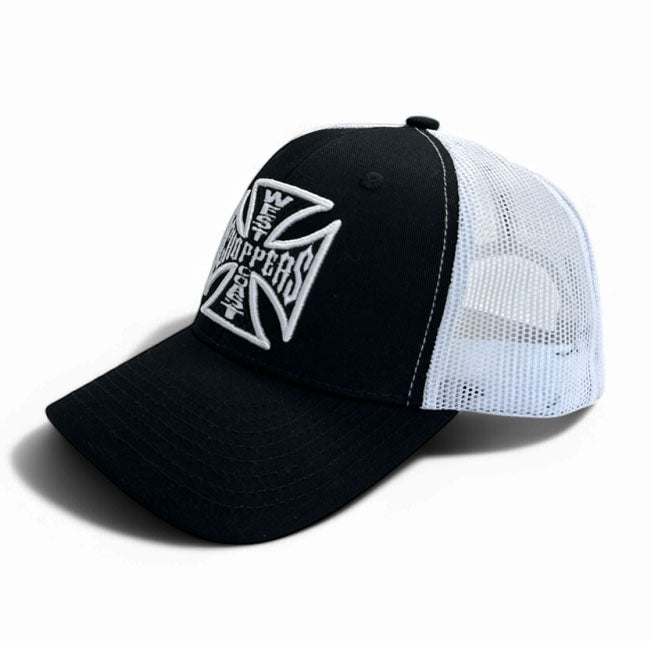 WCC OG Cross Cap, Black/White Trucker Cap West Coast Choppers