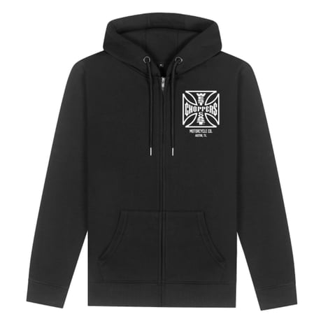 WCC ATX Cross Zip Hoodie, Black/White Hoodie & Sweatshirt West Coast Choppers