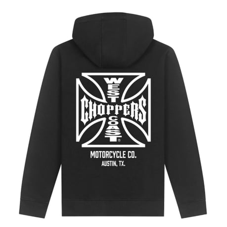 WCC ATX Cross Zip Hoodie, Black/White Hoodie & Sweatshirt West Coast Choppers