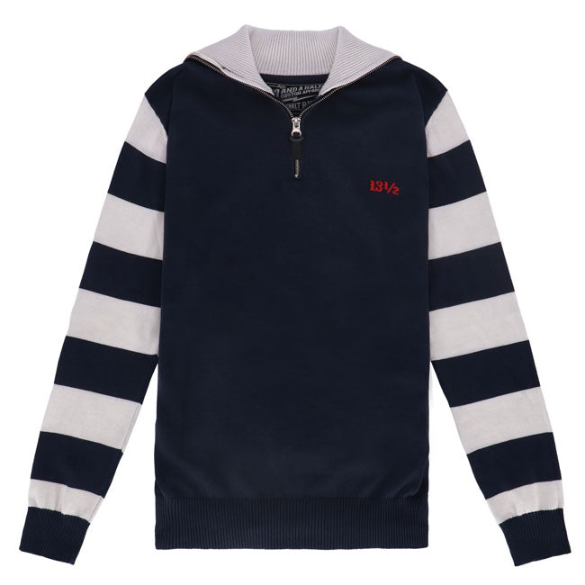 13 1/2 Outlaw half-zip sweater navy/offwhite Hoodie & Sweatshirt 13 And A Half Company