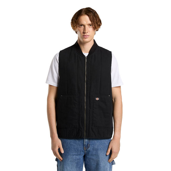 Dickies Quilted Canvas Vest, Black Vests Dickies S
