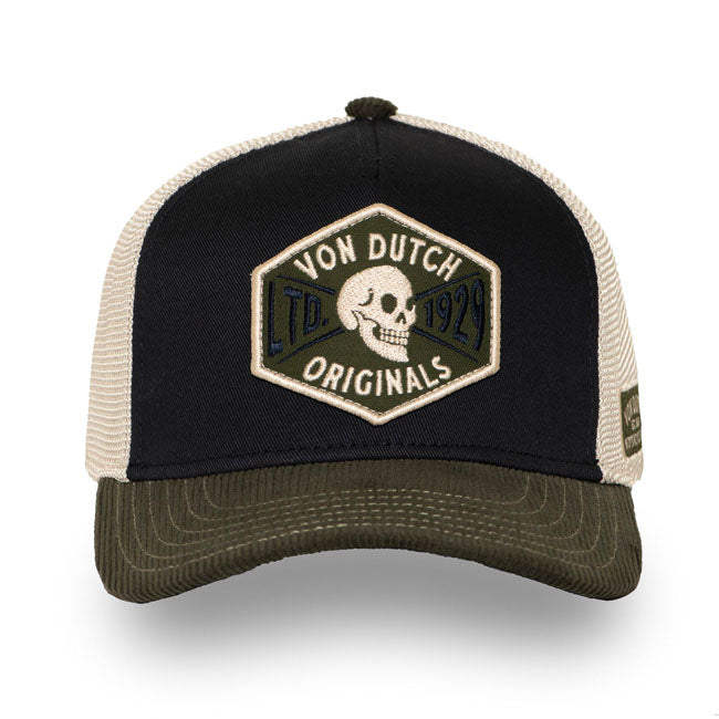 Von Dutch Semi-Curved Skull cap black/green/white CAPS Von Dutch