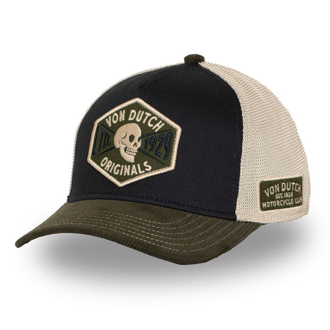 Von Dutch Semi-Curved Skull cap black/green/white CAPS Von Dutch