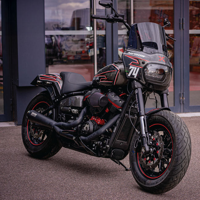 Malparidos 2-1 Exhaust System, Black - 18+ Softail Full Exhaust System Malparidos