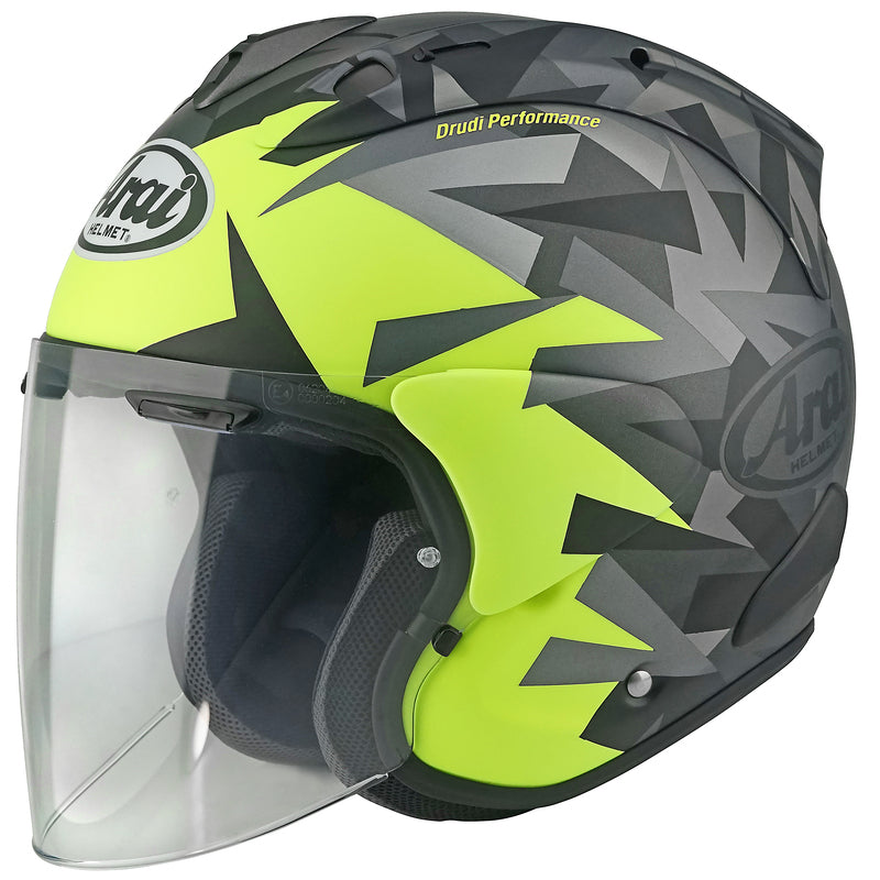 Arai SZ-R EVO Helmet, Mimesis Yellow Open Face Helmet Arai XS
