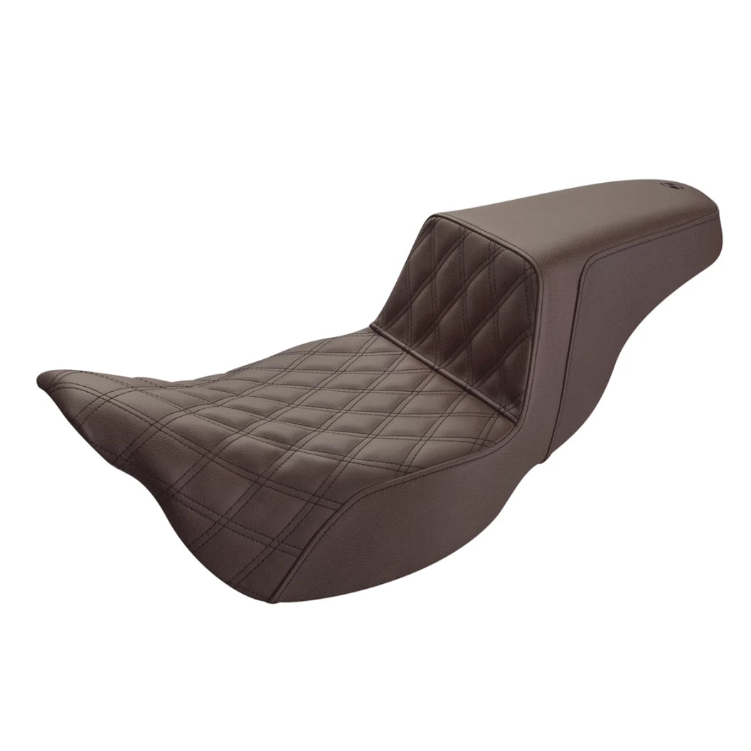 Extended Reach Step Up Seat - 08-23 Touring Seat Saddlemen Brown Front LS