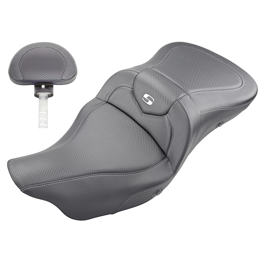 Extented Reach Heated Road Sofa Seats - 08-23 Touring Seat Saddlemen With Driver's Backrest Carbon Fiber