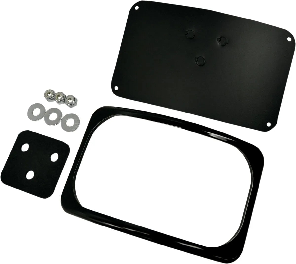 Large Radius License Plate Mount Assemblies, Gloss Black License Plate Drag Specialties