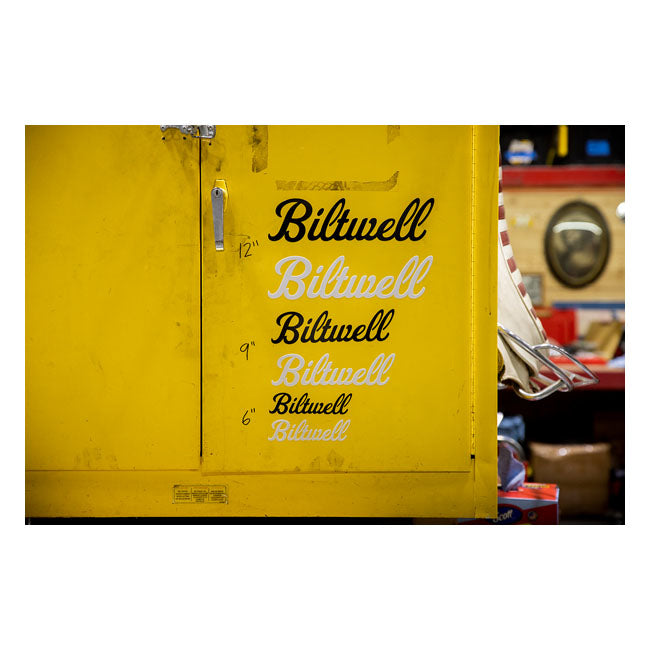 Biltwell Script sticker black 12" Lifestyle Accessory Biltwell